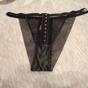 VICTORIA'S Secret Very Sexy Brazilian Velvet Trim Black Panties Size XL
